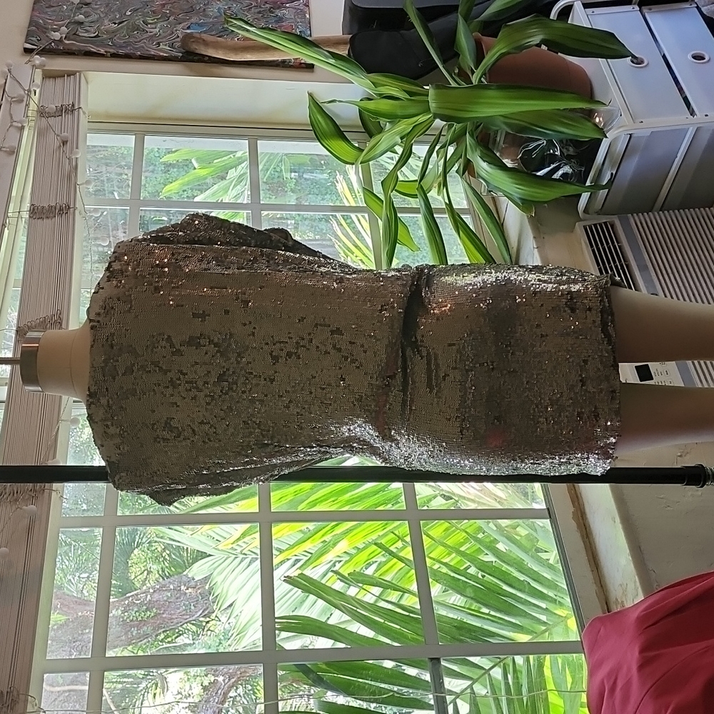 Diabless Vintage Silver Sequin Low V Cocktail  Kardashian Dress - Size XS - Picture 4 of 6